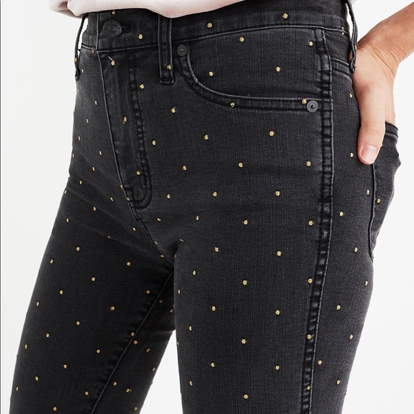 Madewell Denim - Madewell Black/Gold Dot 10” High-Rise Skinnys